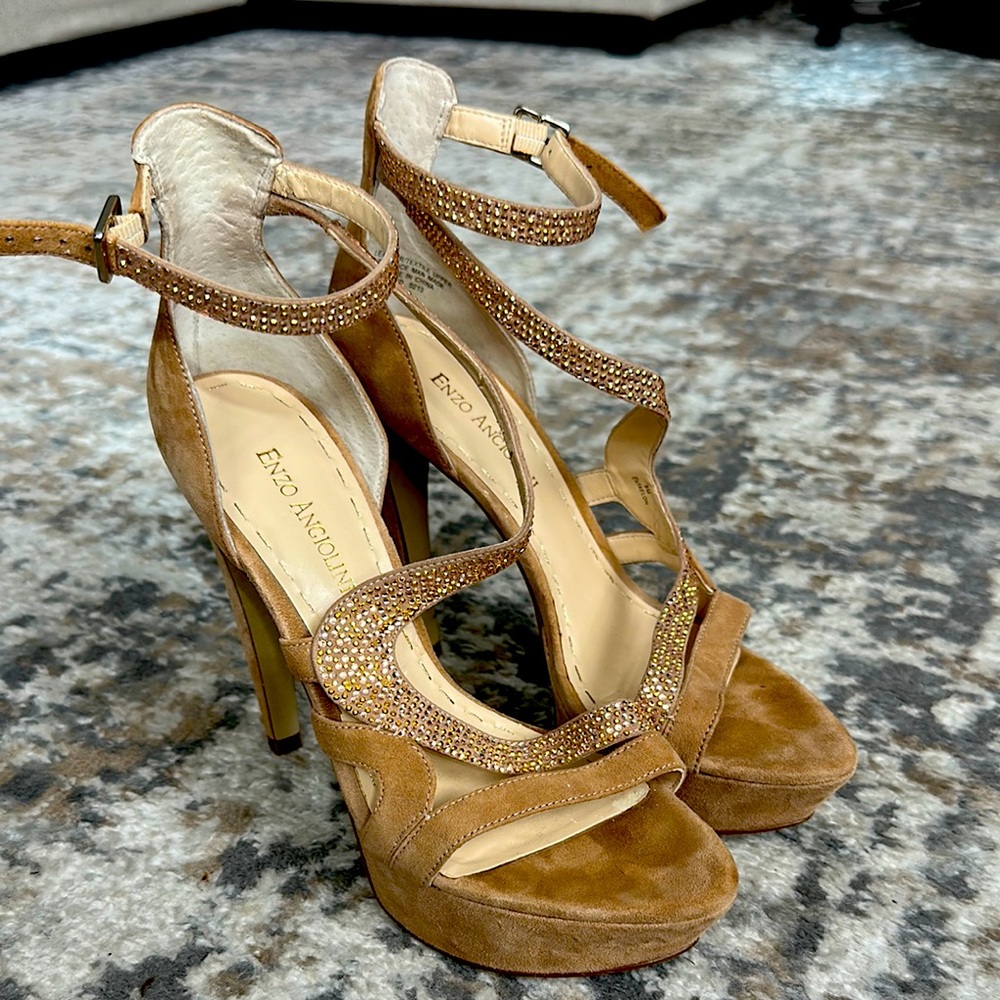 Enzo Angiolini Brown Sandal Heels with Ankle Strap
